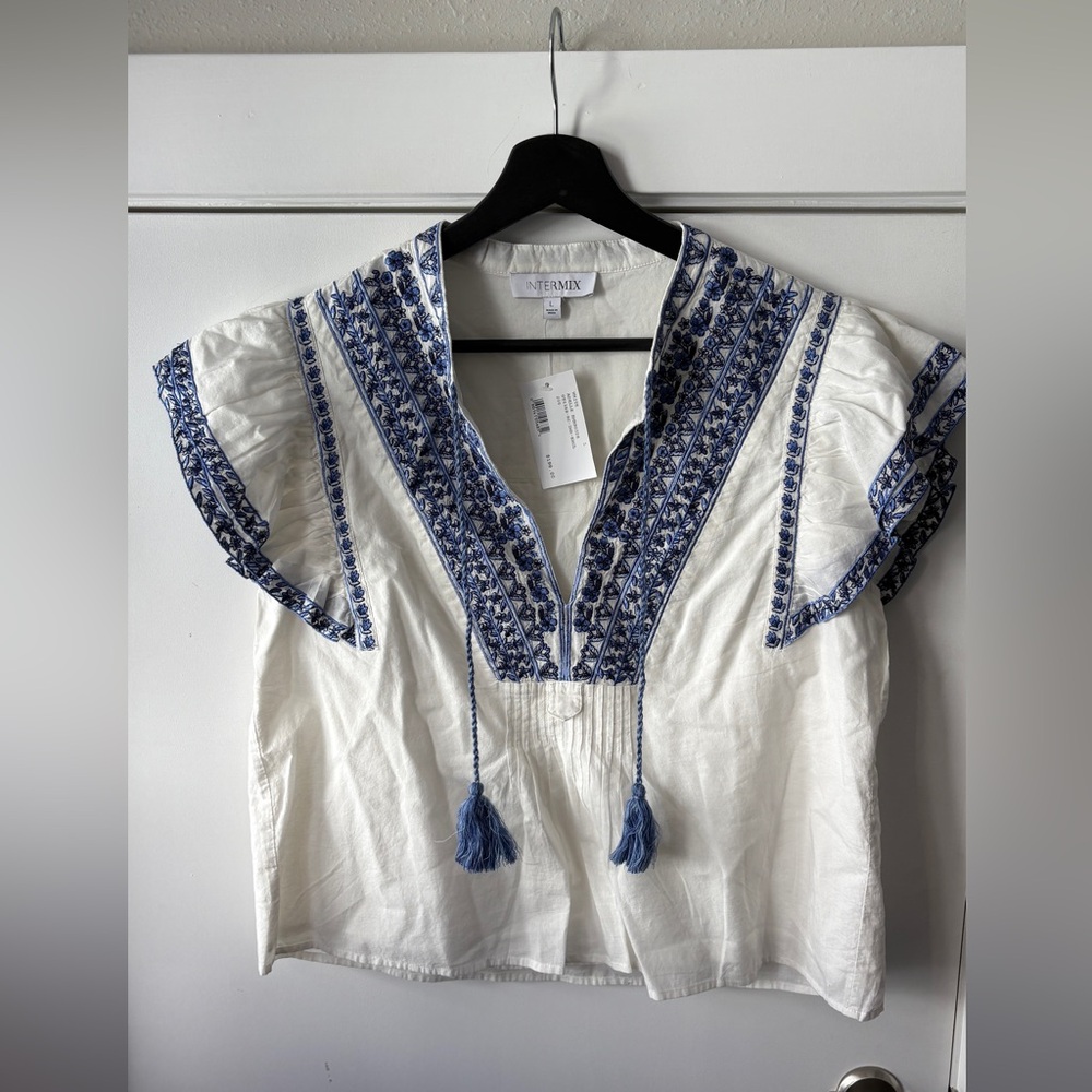 INTERMIX “Adele” Embroidered Top size L